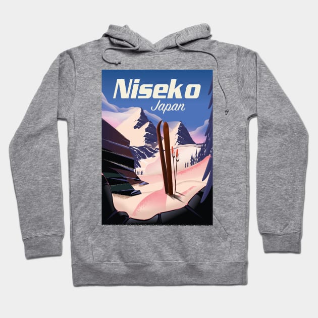 Niseko Hokkaido vintage style ski poster Hoodie by nickemporium1